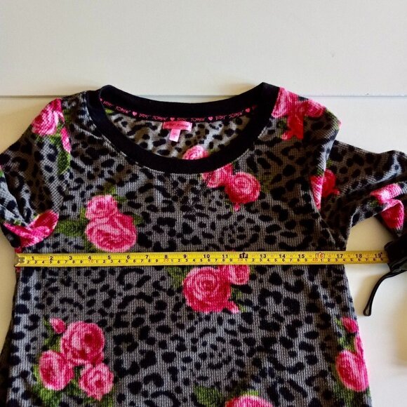 Betsy Johnson   Sleep Shirt  Roses &  Leopard Print   PINK Gray Black Green - Picture 5 of 10